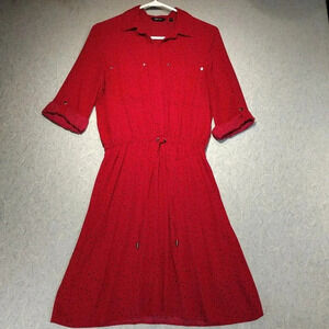 Reitman's Women's Red & Black Polka Dots Long Sleeves  Lined Dress Size Small